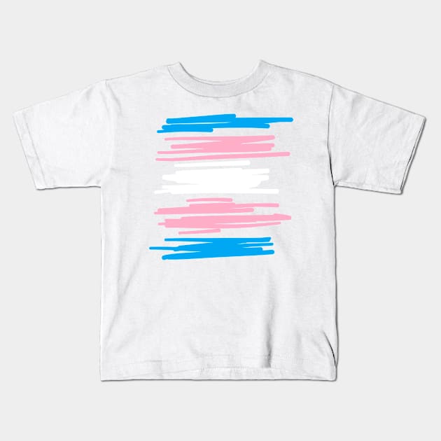 Trans Flag Scribble Kids T-Shirt by Satyr_Em